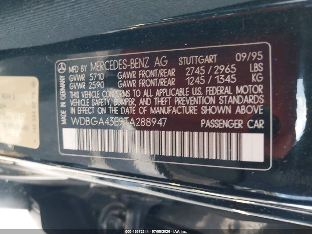 WDBGA43E9TA288947 1996 MERCEDES-BENZ S photo no. 9