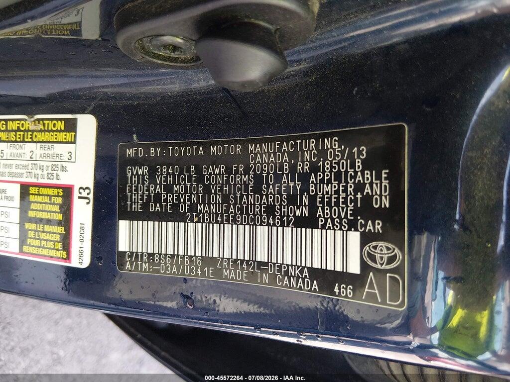 2T1BU4EE9DC094612 2013 TOYOTA COROLLA photo no. 9