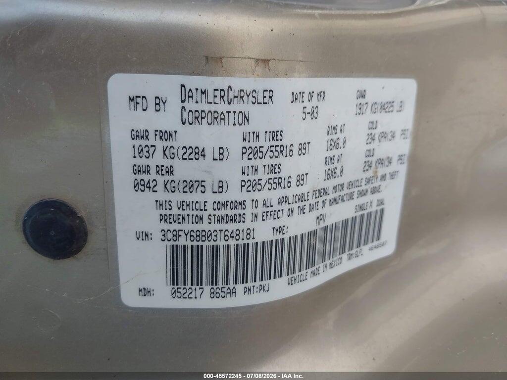 3C8FY68B03T648181 2003 CHRYSLER PT CRUISER photo no. 9