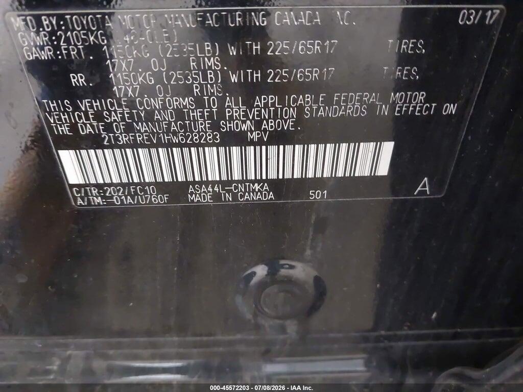 2T3RFREV1HW628283 2017 TOYOTA RAV4 photo no. 9
