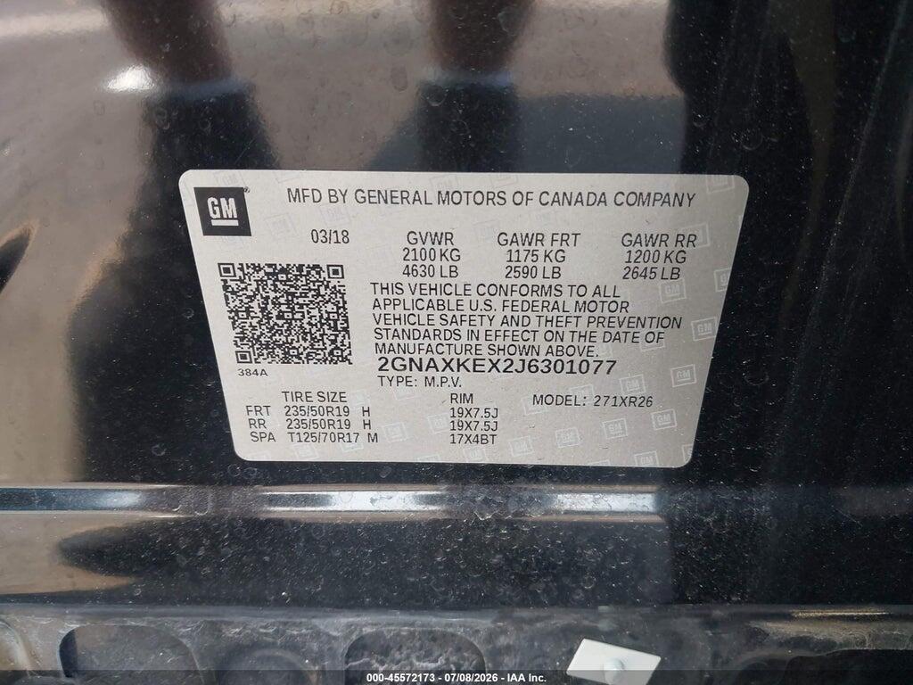 2GNAXKEX2J6301077 2018 CHEVROLET EQUINOX photo no. 9