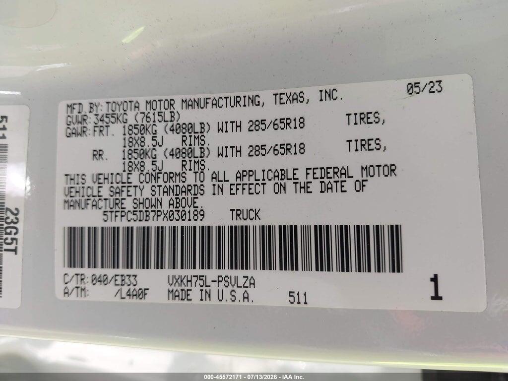 5TFPC5DB7PX030189 2023 TOYOTA TUNDRA HYBRID photo no. 9