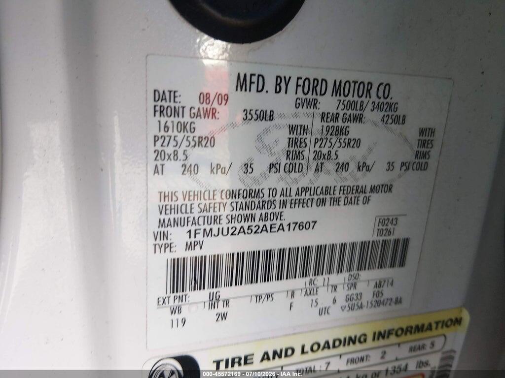 1FMJU2A52AEA17607 2010 FORD EXPEDITION photo no. 9