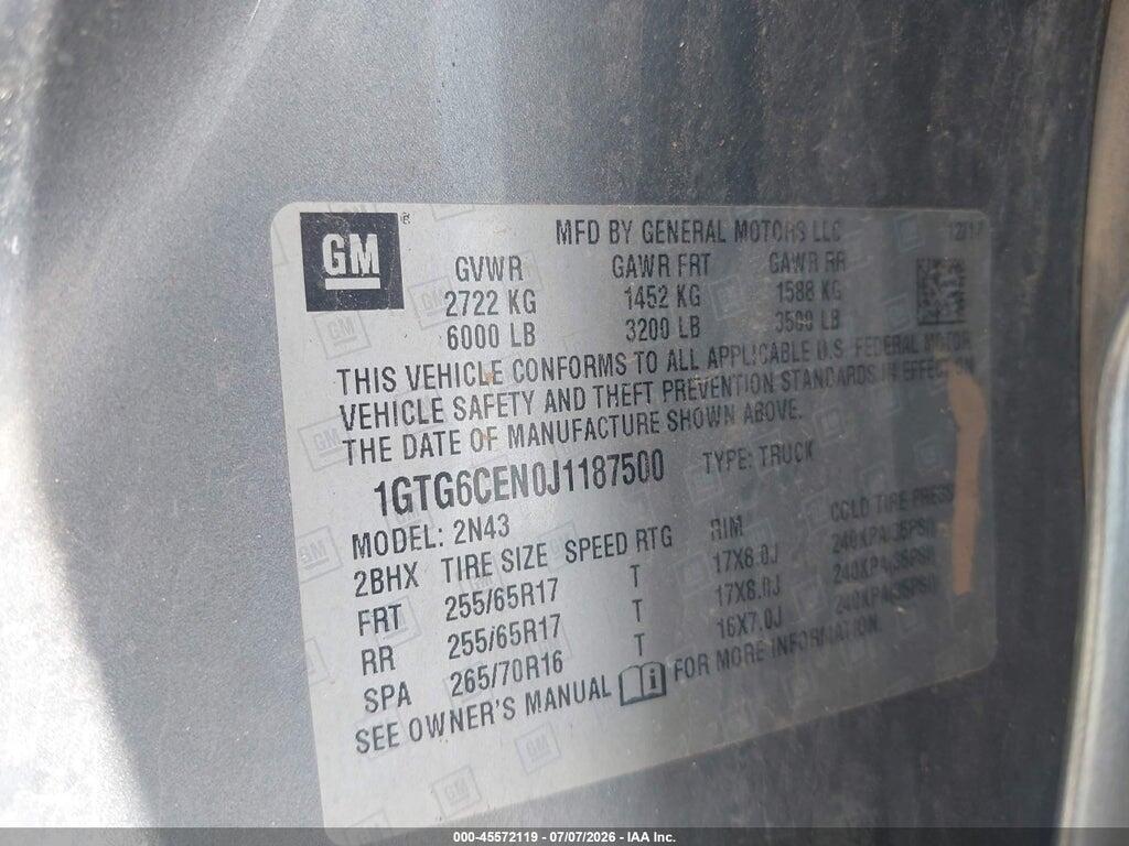 1GTG6CEN0J1187500 2018 GMC CANYON photo no. 9