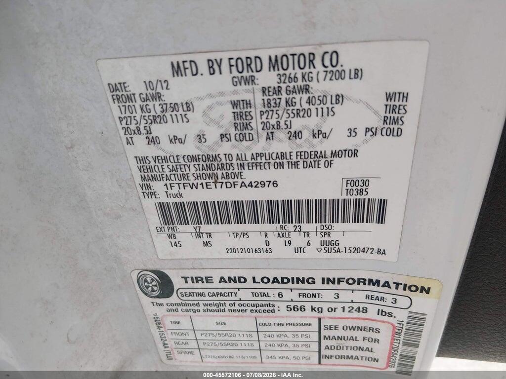1FTFW1ET7DFA42976 2013 FORD F-150 photo no. 9