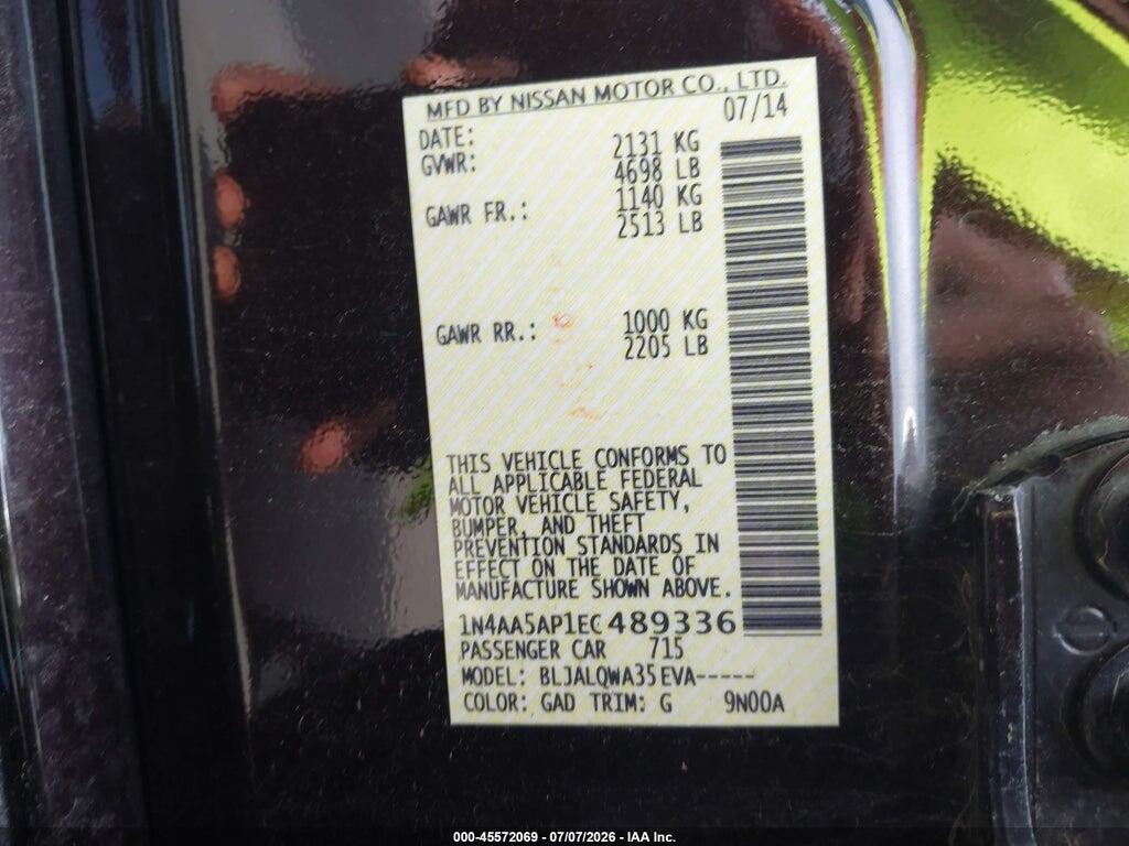 1N4AA5AP1EC489336 2014 NISSAN MAXIMA photo no. 9