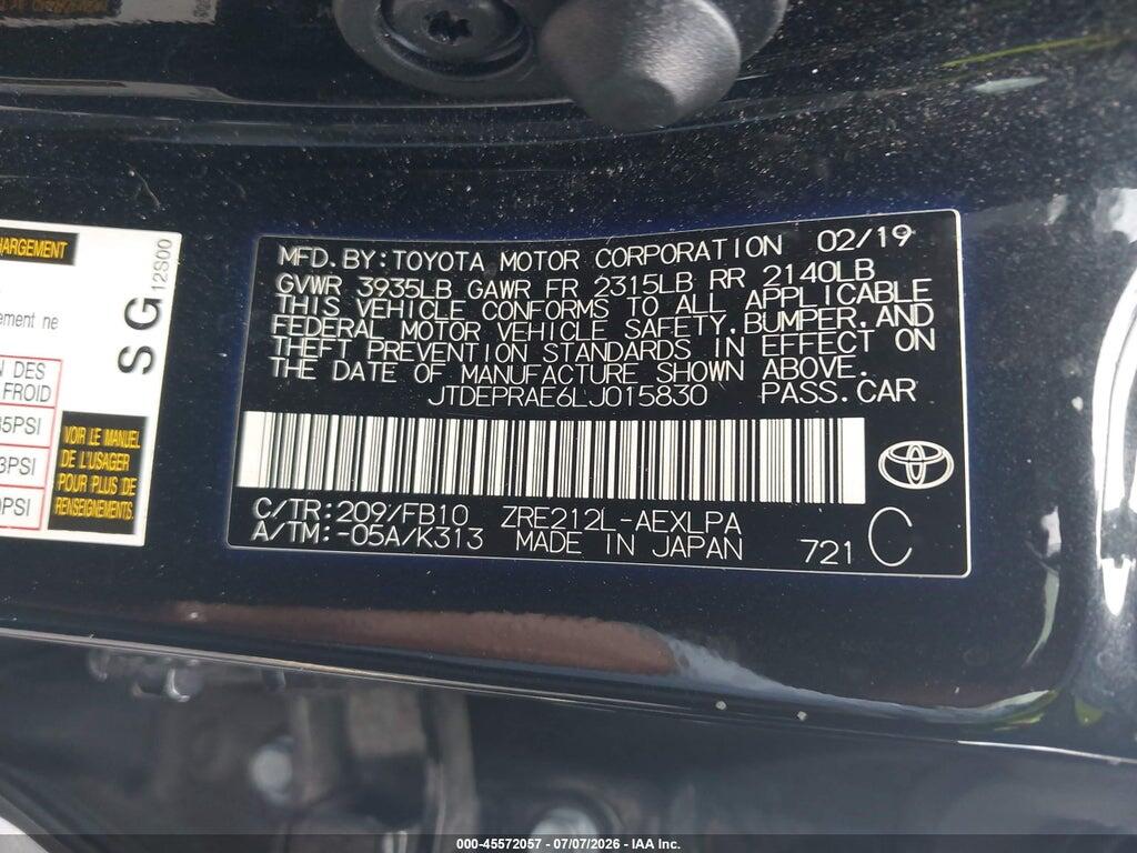JTDEPRAE6LJ015830 2020 TOYOTA COROLLA photo no. 9