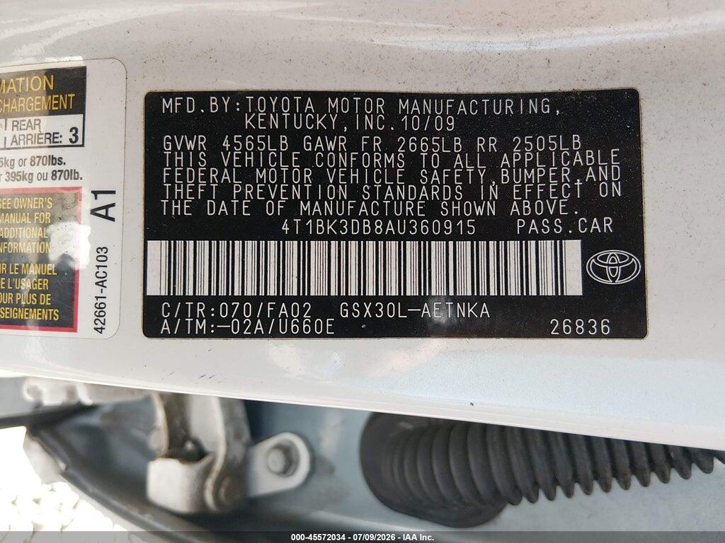 4T1BK3DB8AU360915 2010 TOYOTA AVALON photo no. 9