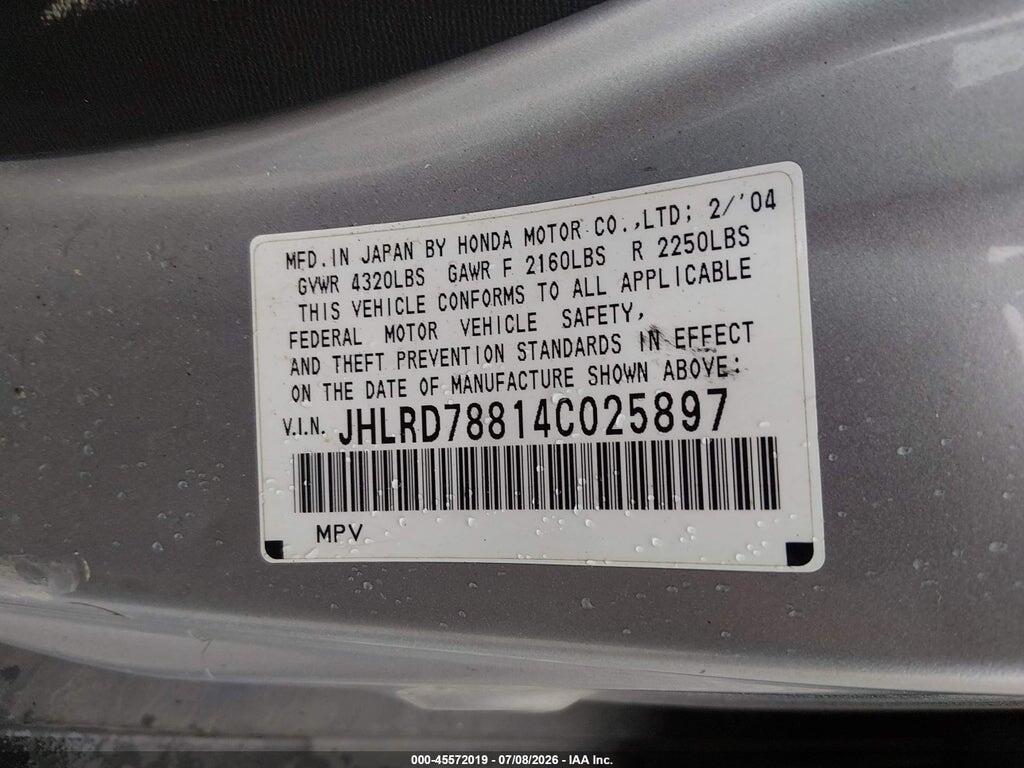 JHLRD78814C025897 2004 HONDA CR-V photo no. 9