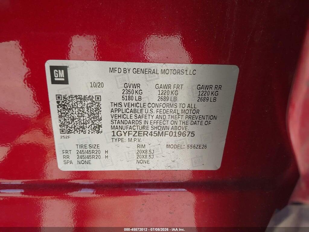 1GYFZER45MF019675 2021 CADILLAC XT4 photo no. 9