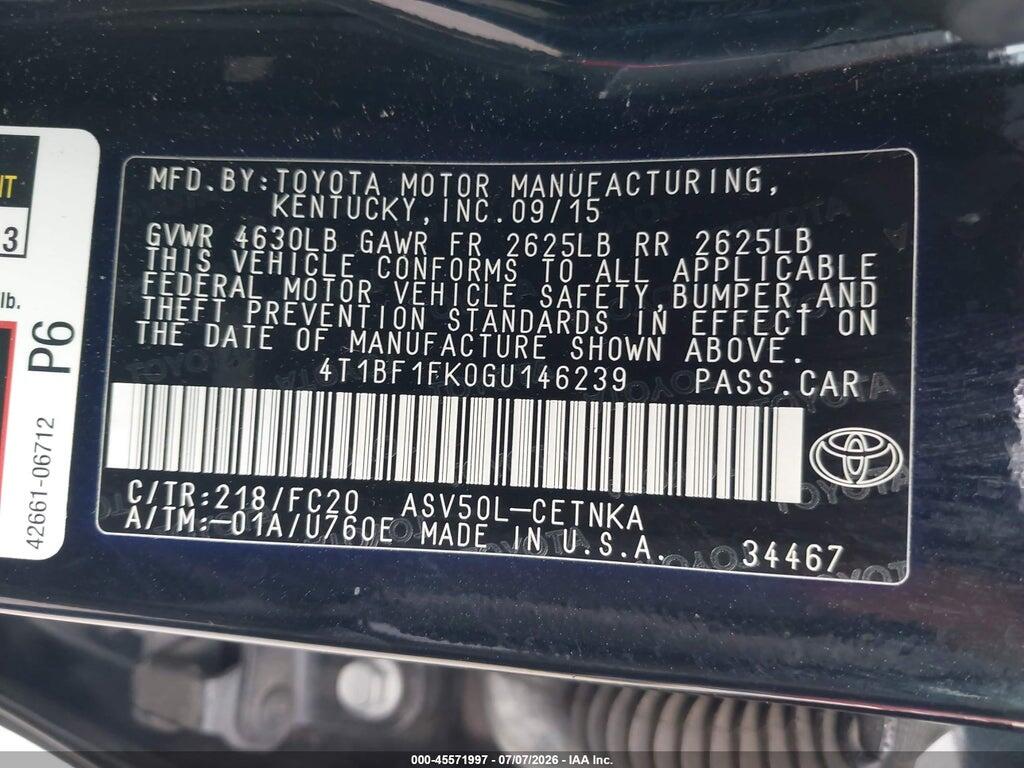 4T1BF1FK0GU146239 2016 TOYOTA CAMRY photo no. 9