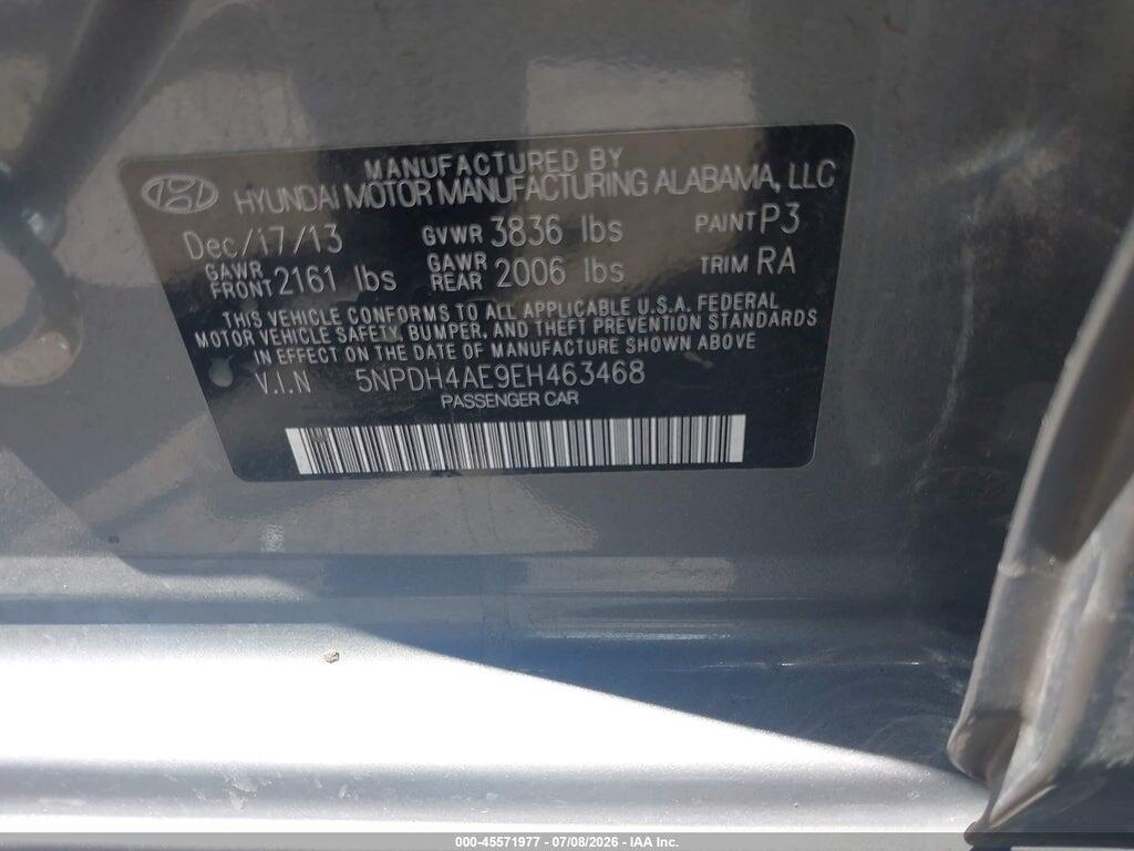 5NPDH4AE9EH463468 2014 HYUNDAI ELANTRA photo no. 9