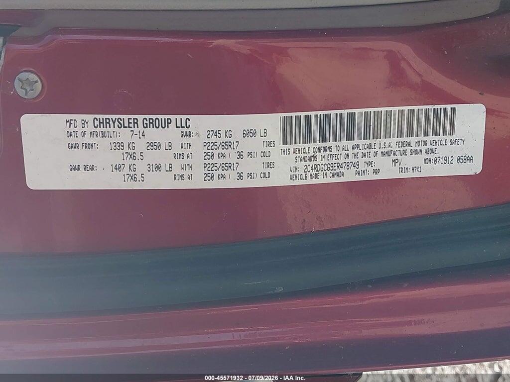 2C4RDGCG9ER478749 2014 DODGE GRAND CARAVAN photo no. 9