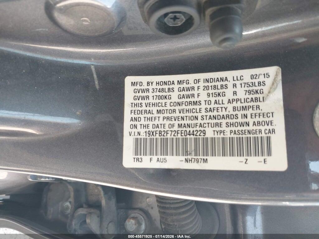 19XFB2F72FE044229 2015 HONDA CIVIC photo no. 9