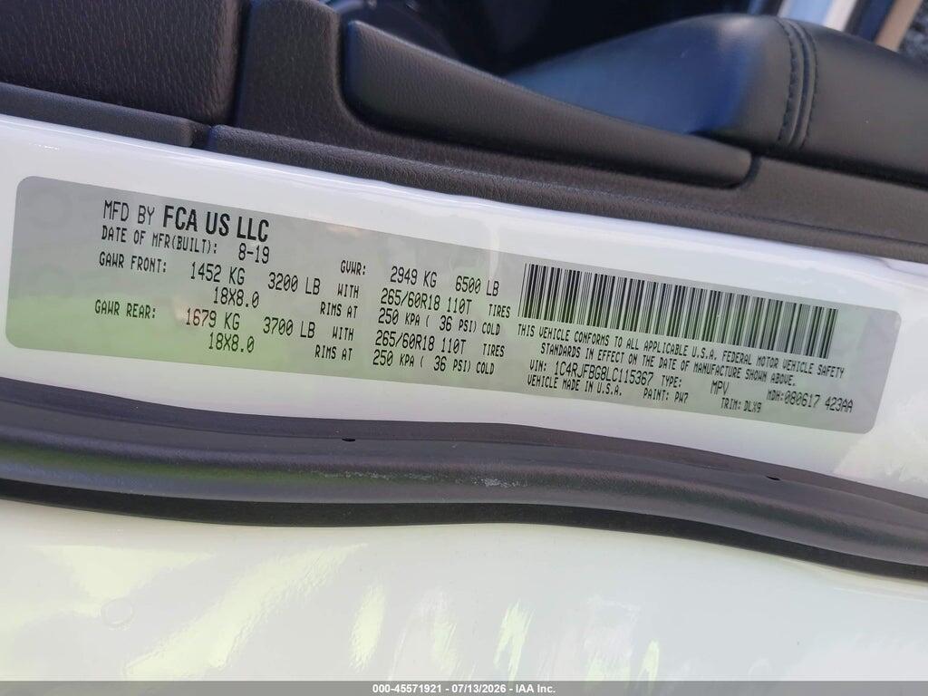 1C4RJFBG8LC115367 2020 JEEP GRAND CHEROKEE photo no. 9