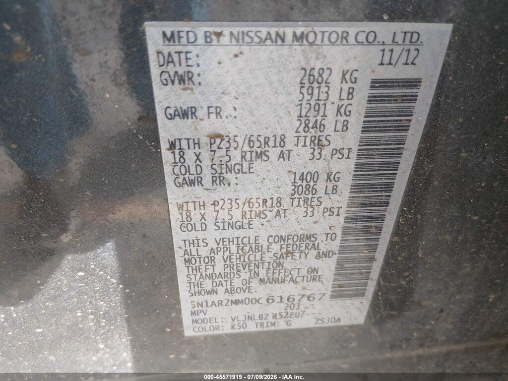 5N1AR2MM0DC616767 2013 NISSAN PATHFINDER photo no. 9