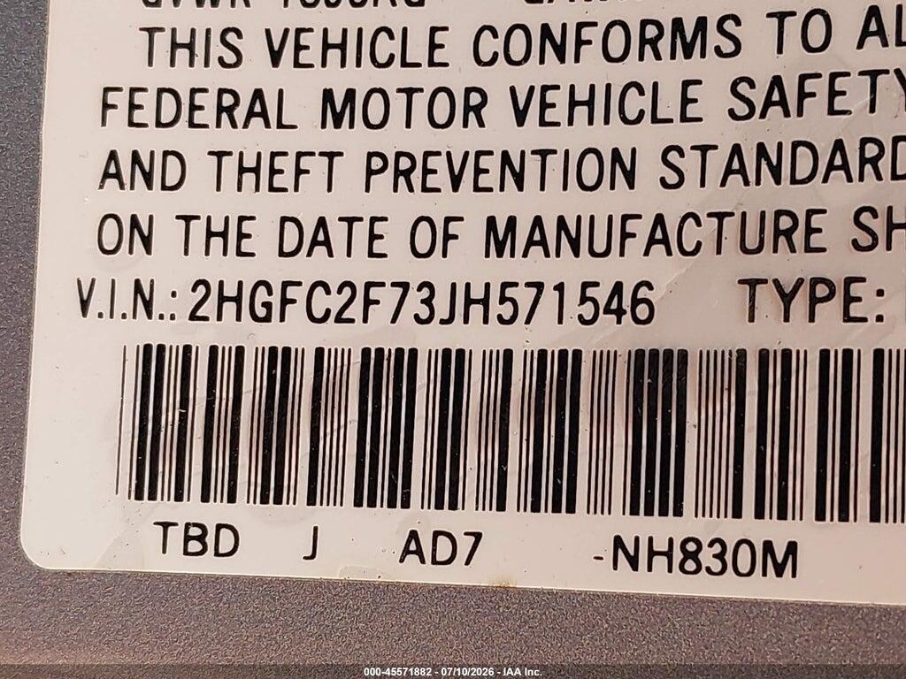 2HGFC2F73JH571546 2018 HONDA CIVIC photo no. 9