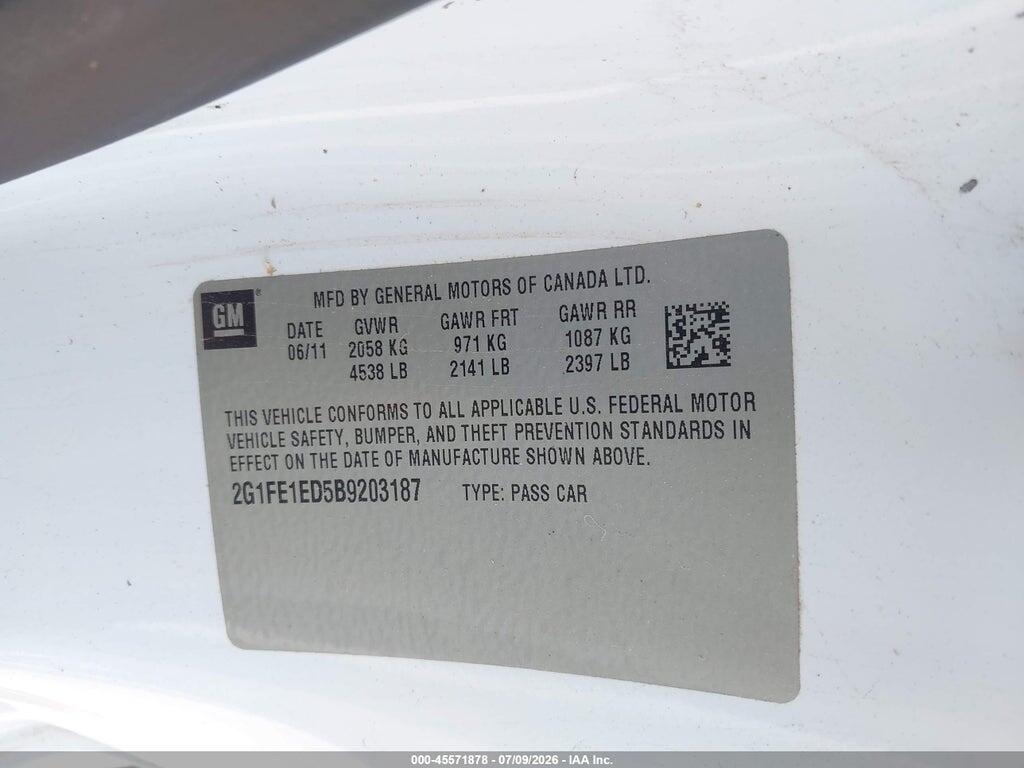2G1FE1ED5B9203187 2011 CHEVROLET CAMARO photo no. 9