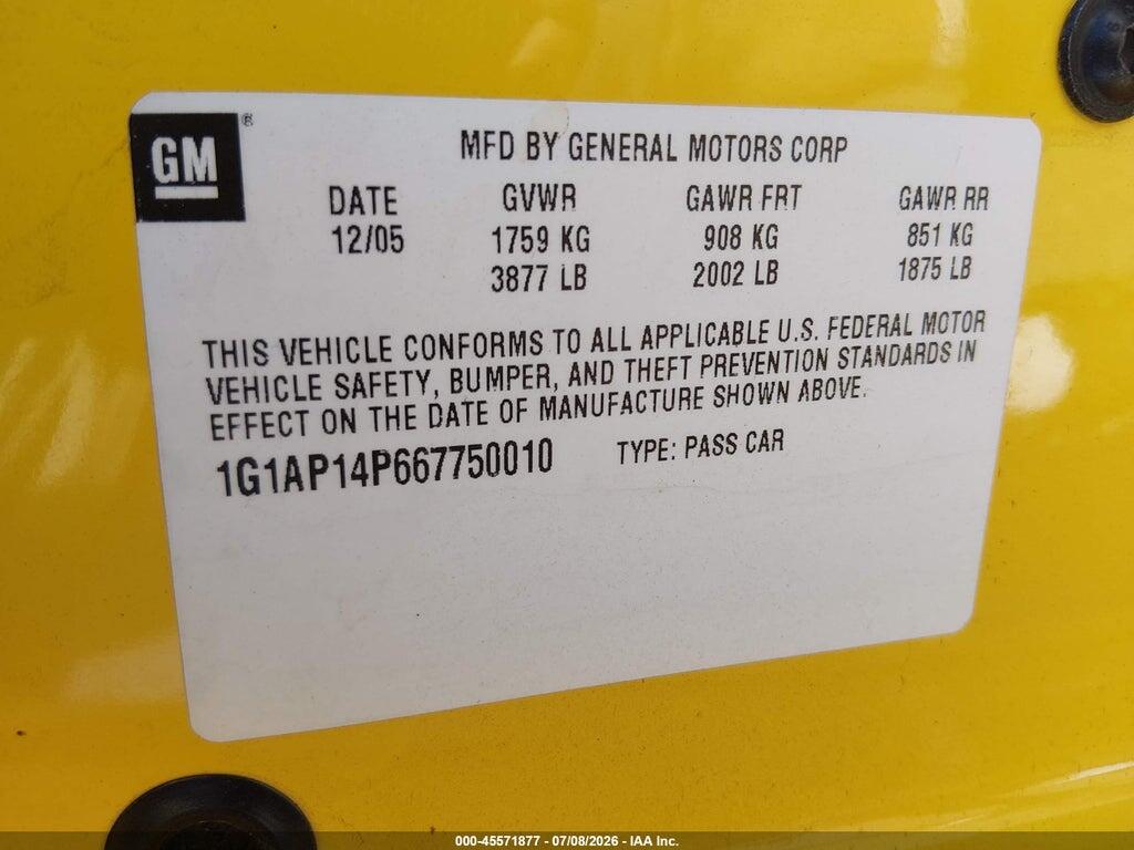 1G1AP14P667750010 2006 CHEVROLET COBALT photo no. 9