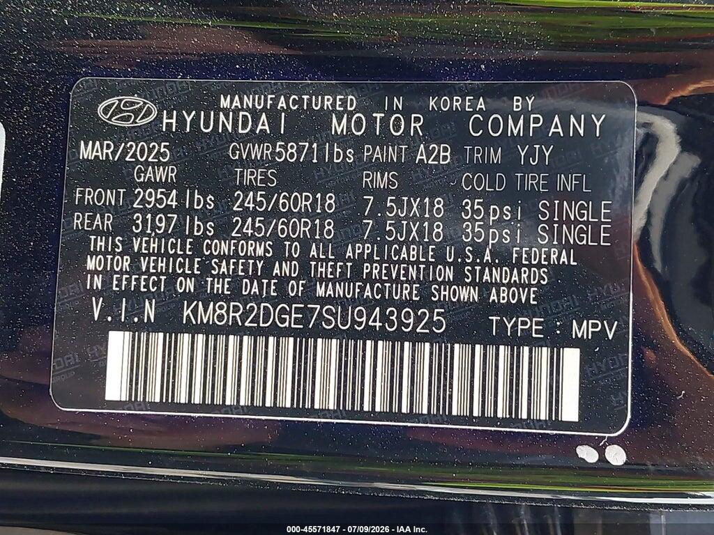 KM8R2DGE7SU943925 2025 HYUNDAI PALISADE photo no. 9