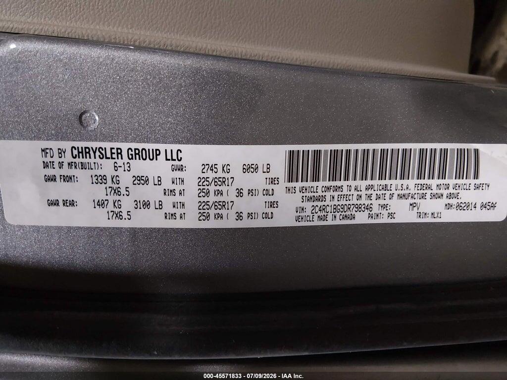 2C4RC1BG9DR798346 2013 CHRYSLER TOWN & COUNTRY photo no. 9