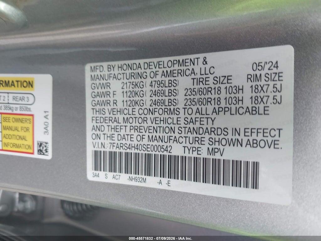 7FARS4H40SE000542 2025 HONDA CR-V photo no. 9