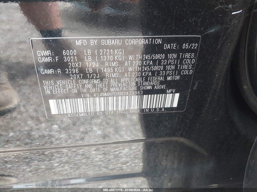 4S4WMAPD8N3439963 2022 SUBARU ASCENT photo no. 9