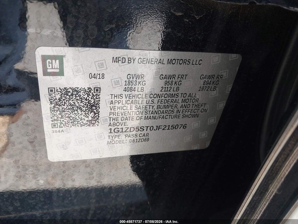 1G1ZD5ST0JF215076 2018 CHEVROLET MALIBU photo no. 9