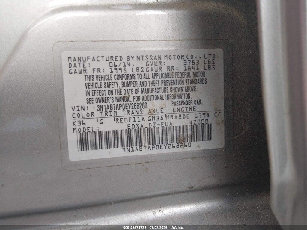 3N1AB7AP0EY268260 2014 NISSAN SENTRA photo no. 9