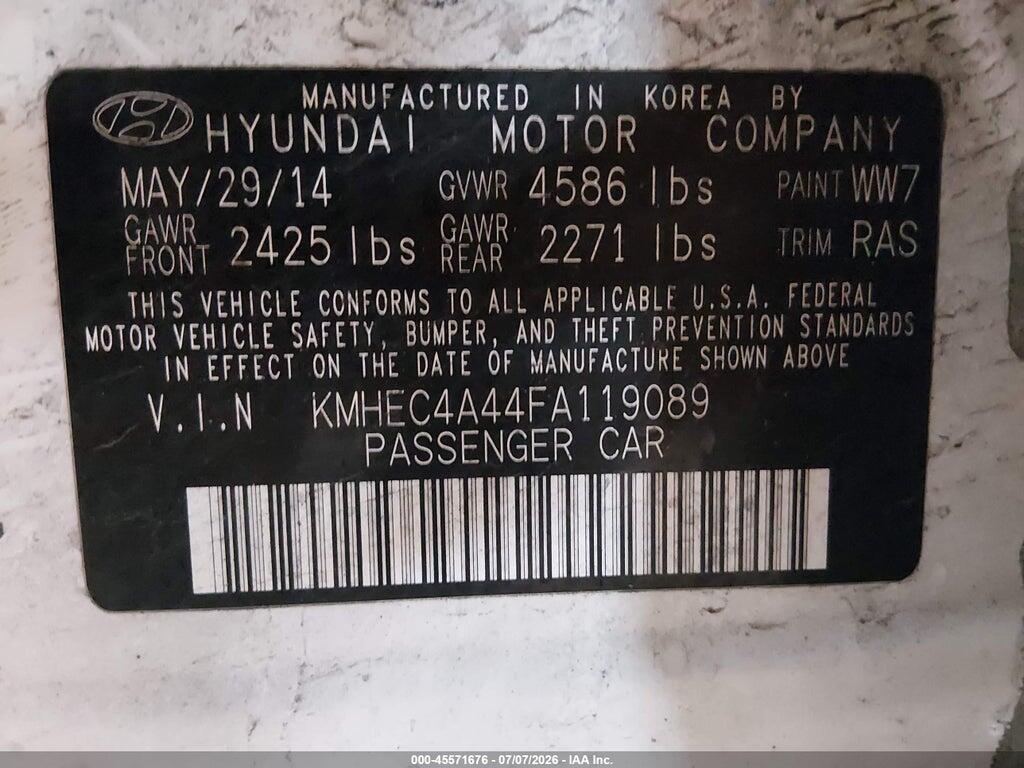 KMHEC4A44FA119089 2015 HYUNDAI SONATA HYBRID photo no. 9