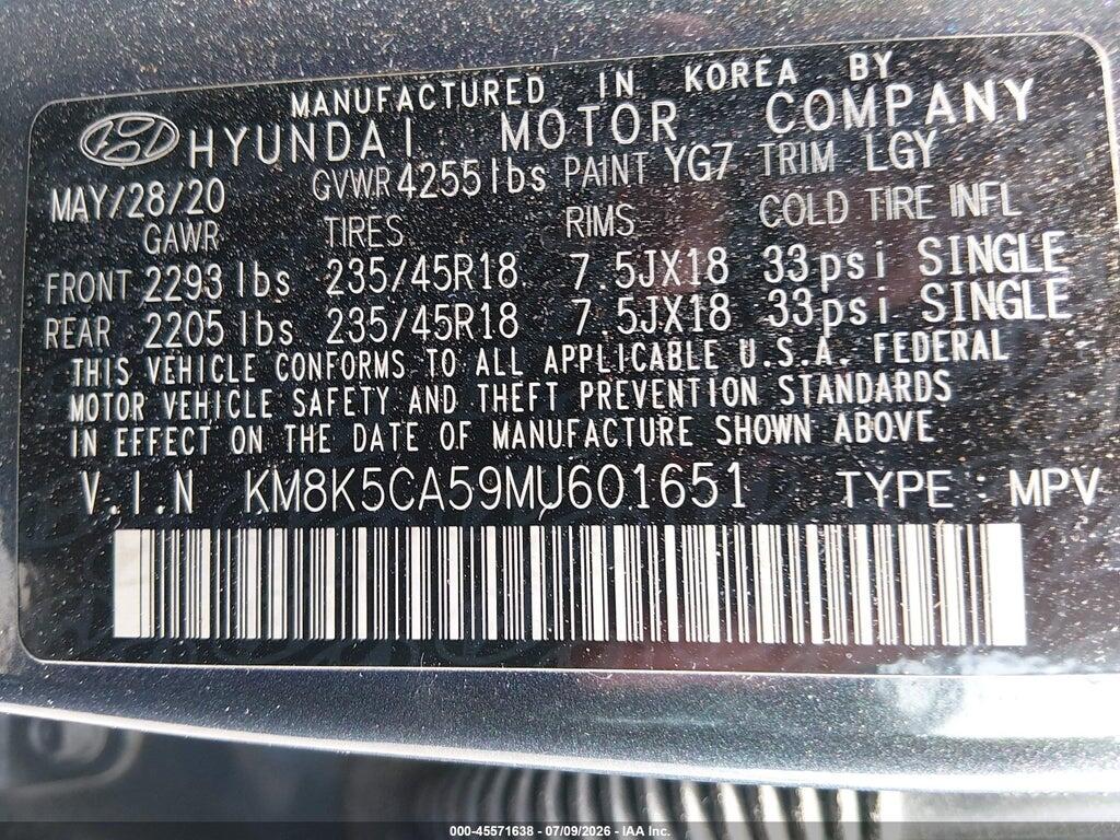 KM8K5CA59MU601651 2021 HYUNDAI KONA photo no. 9