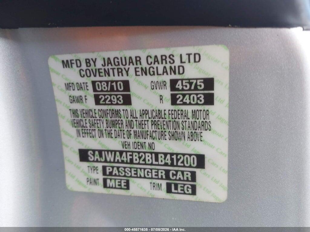 SAJWA4FB2BLB41200 2011 JAGUAR XK photo no. 9