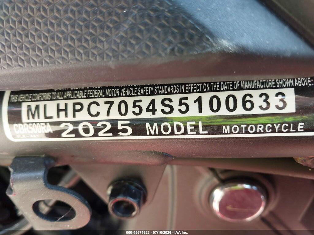 MLHPC7054S5100633 2025 HONDA CBR500 photo no. 10