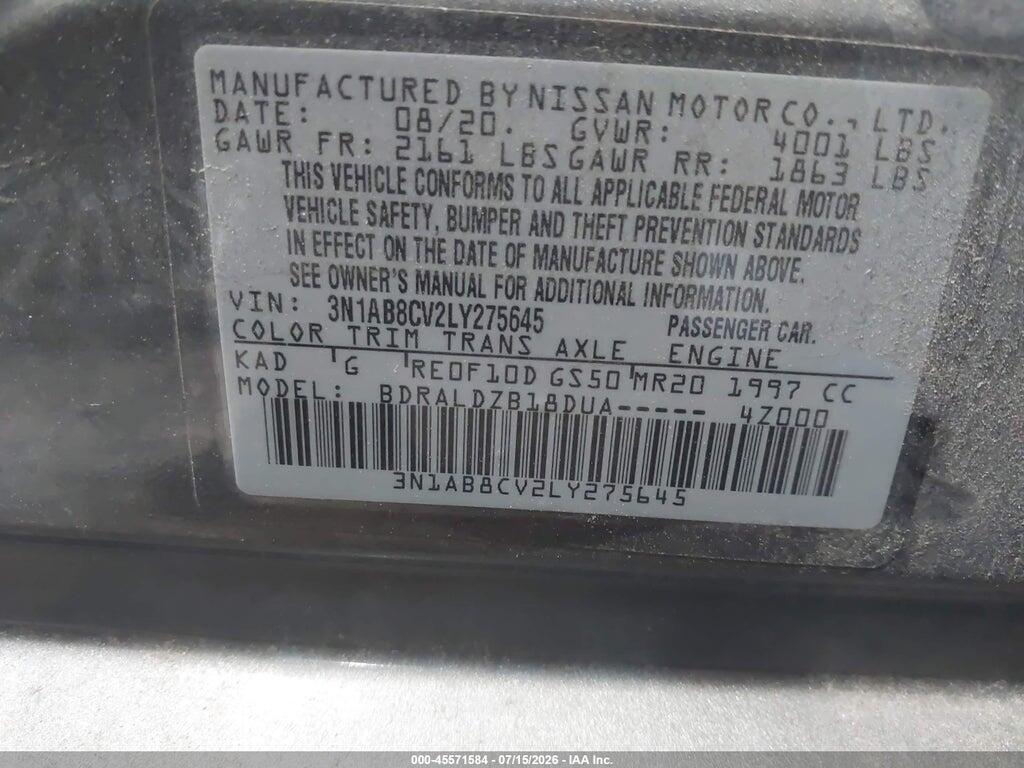 3N1AB8CV2LY275645 2020 NISSAN SENTRA photo no. 9