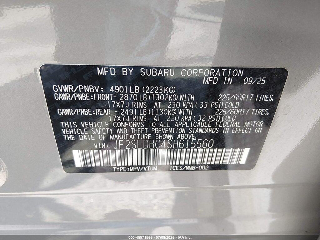 JF2SLDBC4SH615560 2025 SUBARU FORESTER photo no. 9
