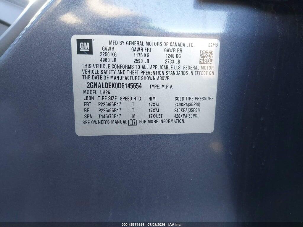 2GNALDEK0D6145654 2013 CHEVROLET EQUINOX photo no. 9