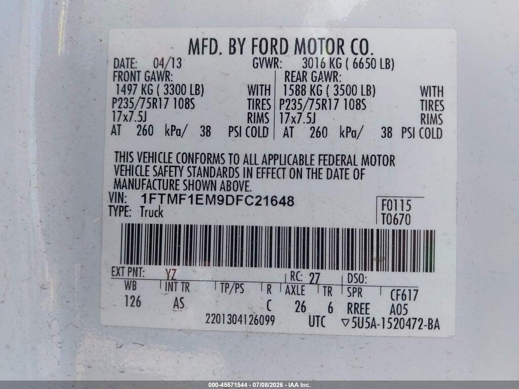 1FTMF1EM9DFC21648 2013 FORD F-150 photo no. 9