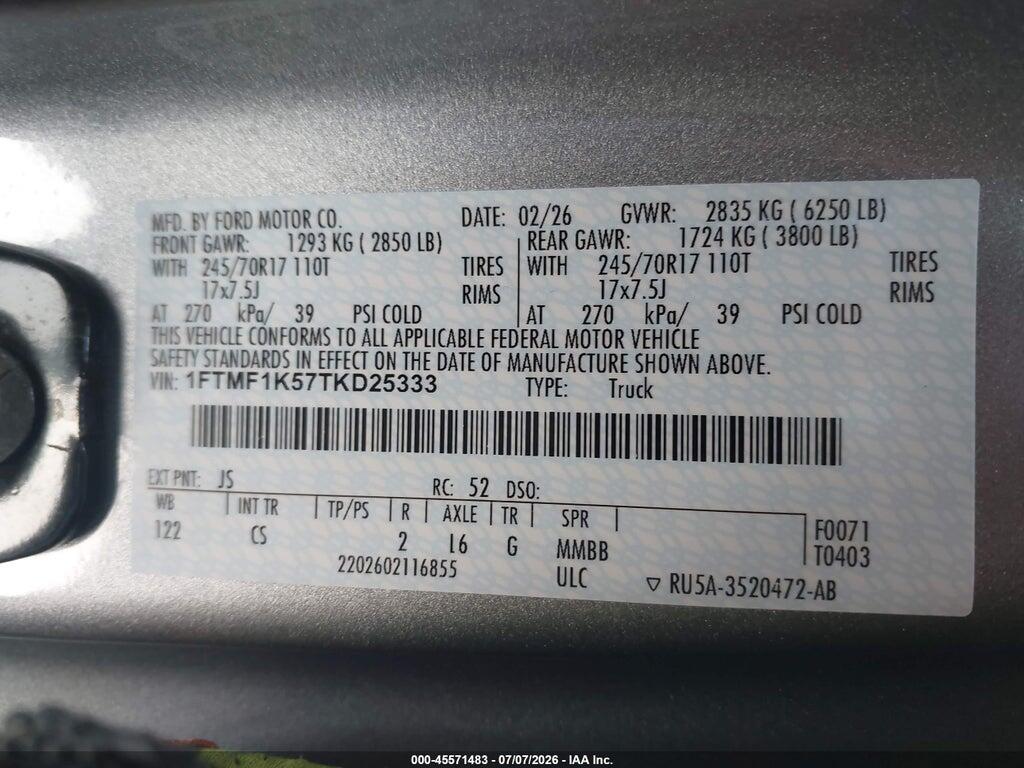 1FTMF1K57TKD25333 2026 FORD F-150 photo no. 9