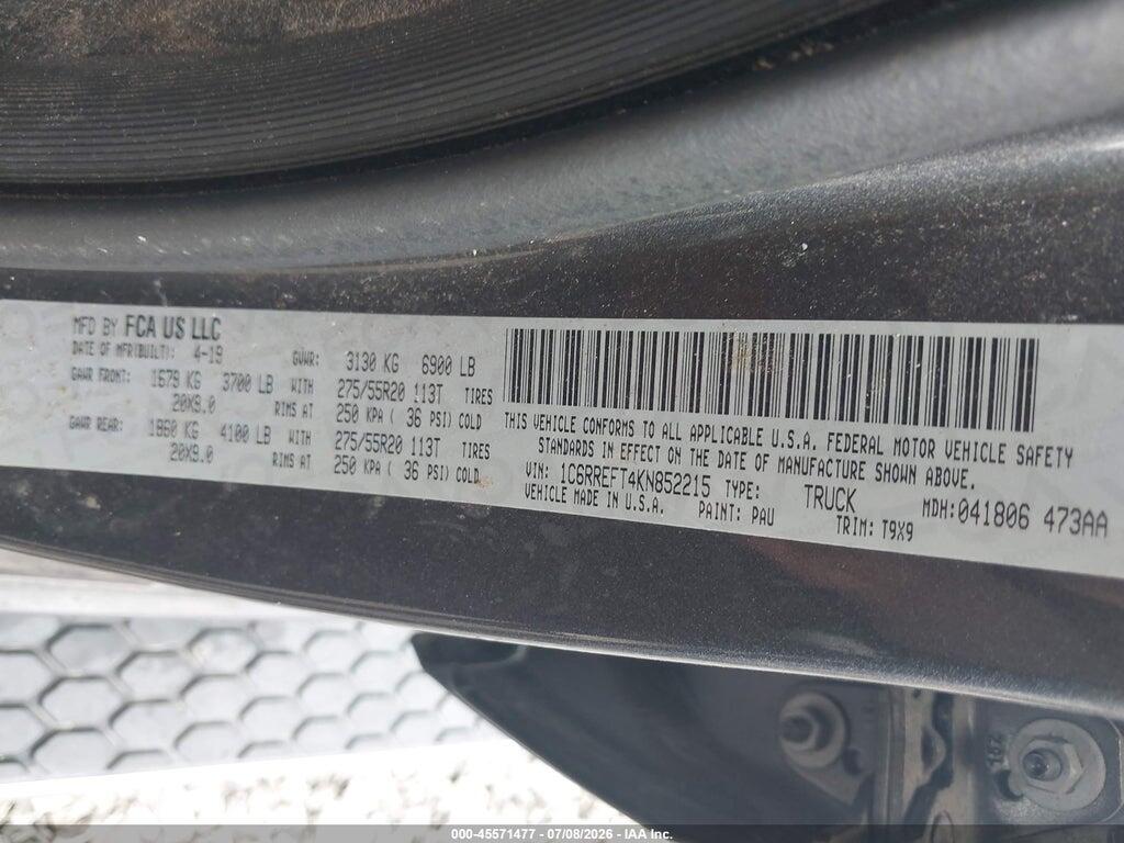 1C6RREFT4KN852215 2019 RAM 1500 photo no. 9