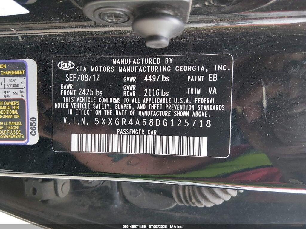 5XXGR4A68DG125718 2013 KIA OPTIMA photo no. 9
