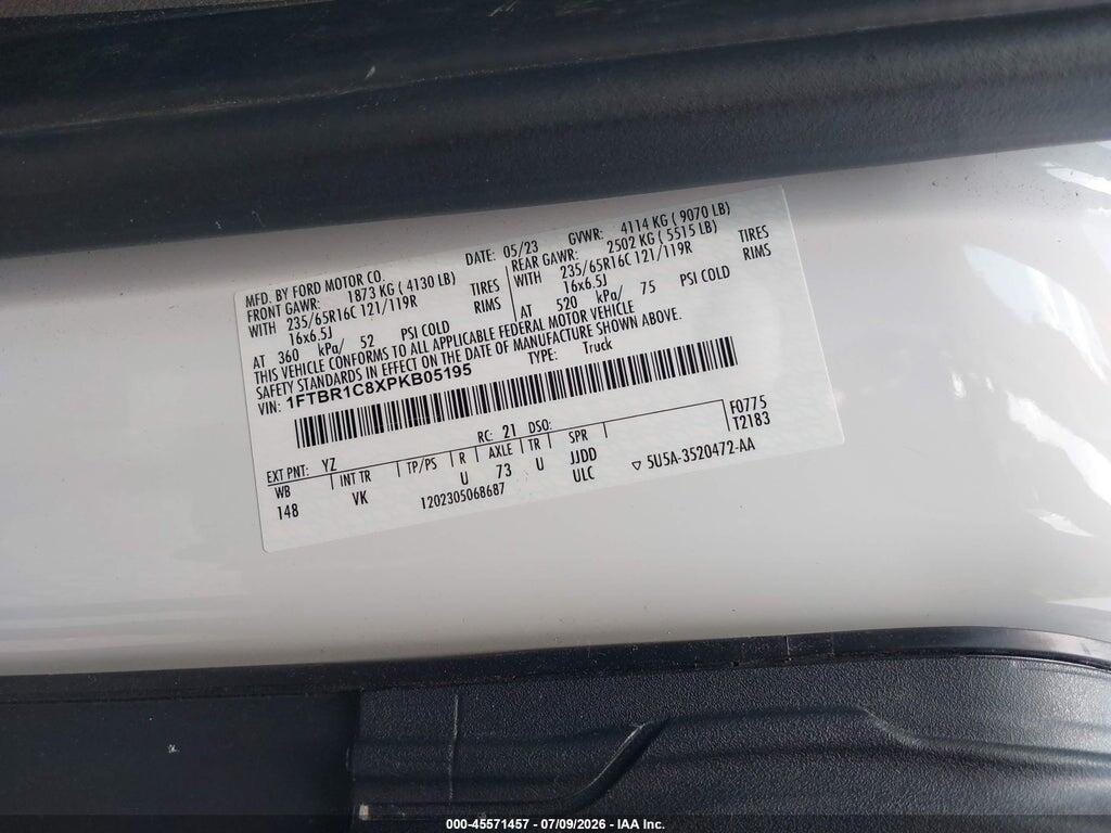 1FTBR1C8XPKB05195 2023 FORD TRANSIT-250 photo no. 9