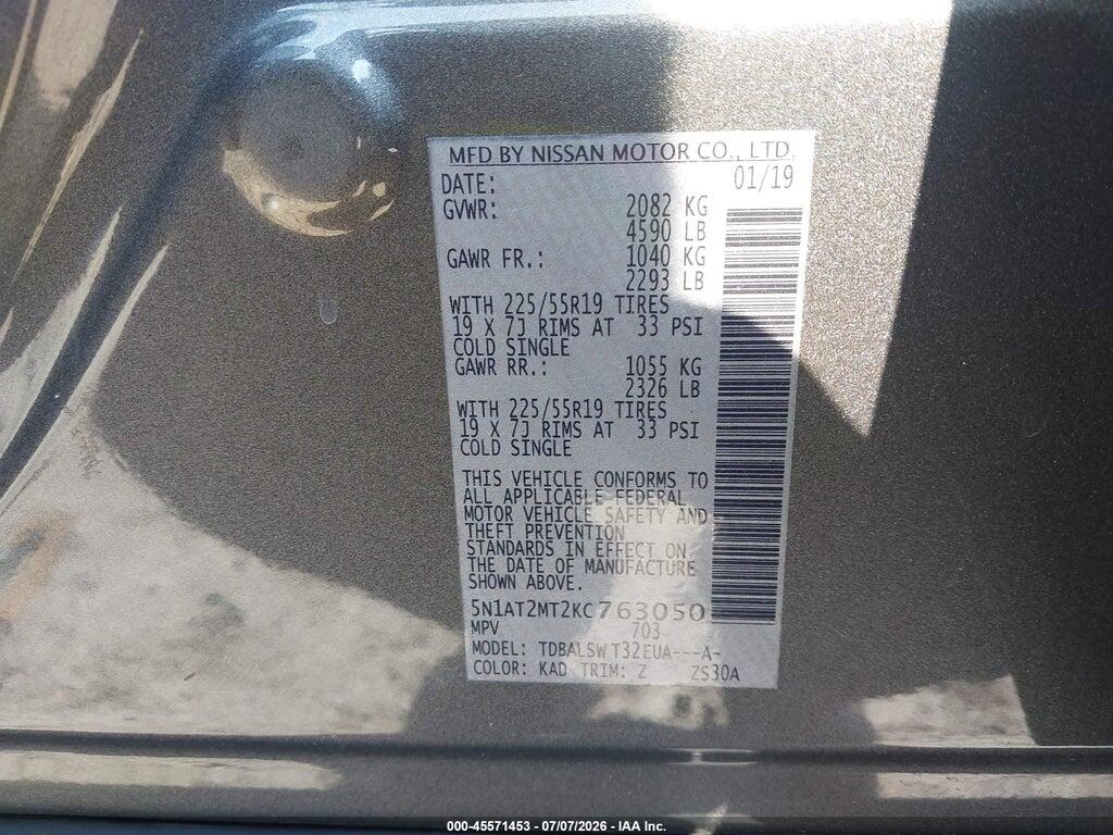 5N1AT2MT2KC763050 2019 NISSAN ROGUE photo no. 9