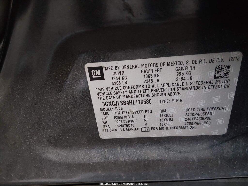 3GNCJLSB4HL179580 2017 CHEVROLET TRAX photo no. 9