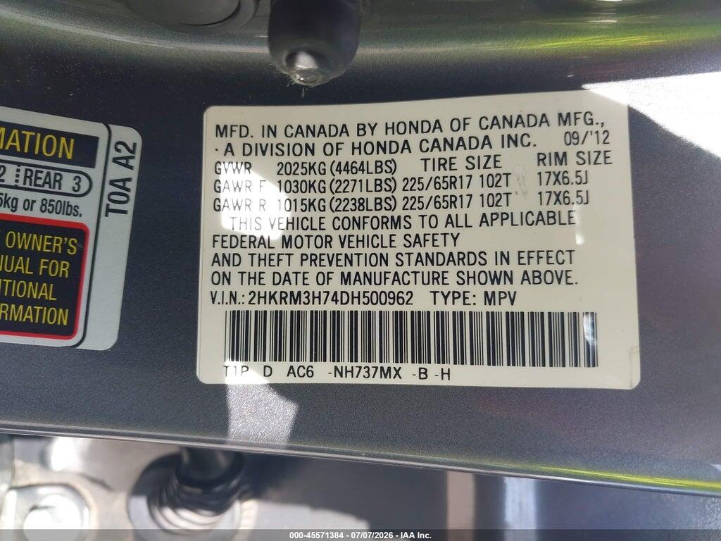 2HKRM3H74DH500962 2013 HONDA CR-V photo no. 9