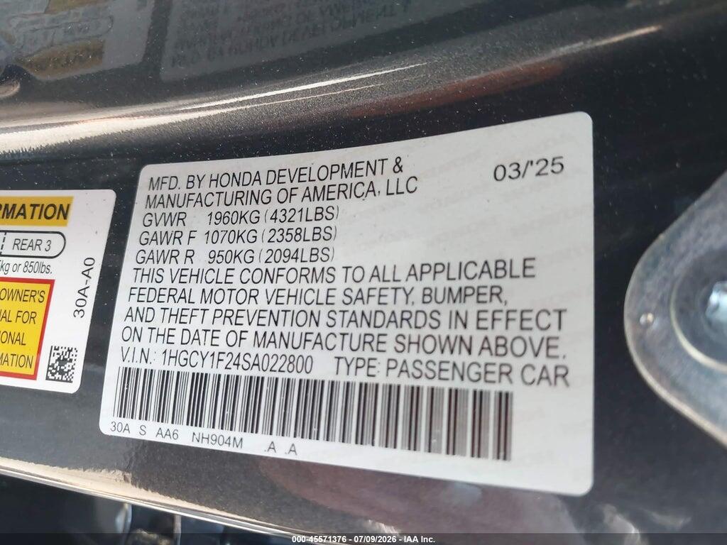 1HGCY1F24SA022800 2025 HONDA ACCORD photo no. 9