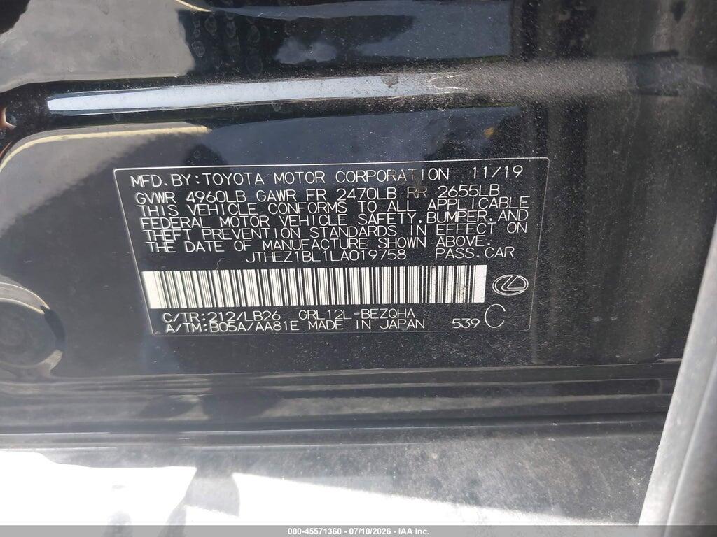 JTHEZ1BL1LA019758 2020 LEXUS GS 350 photo no. 9