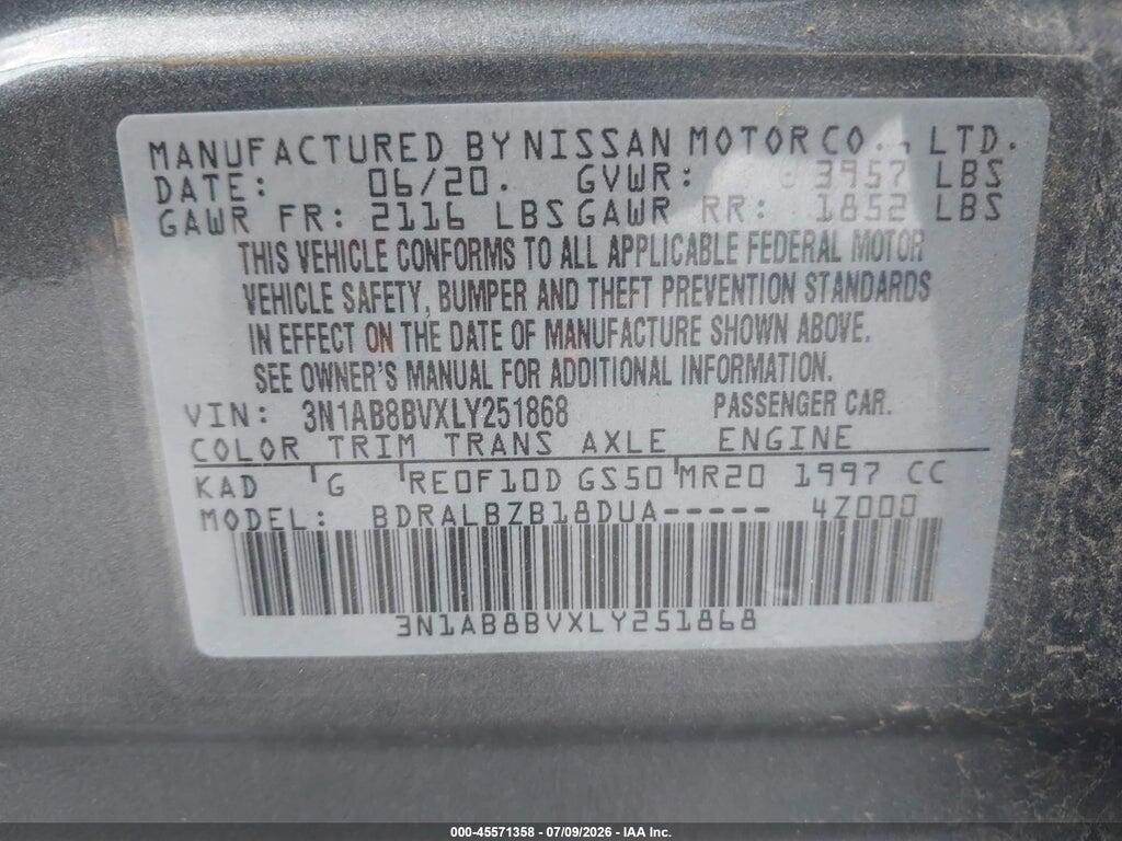 3N1AB8BVXLY251868 2020 NISSAN SENTRA photo no. 9