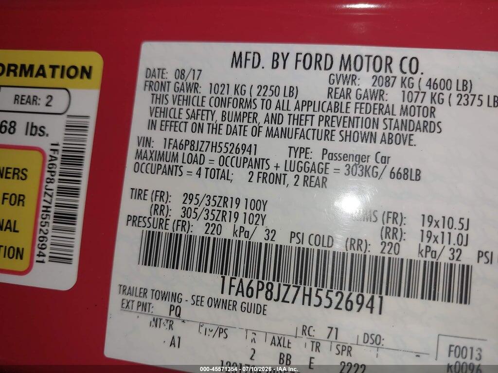 1FA6P8JZ7H5526941 2017 FORD SHELBY GT350 photo no. 9