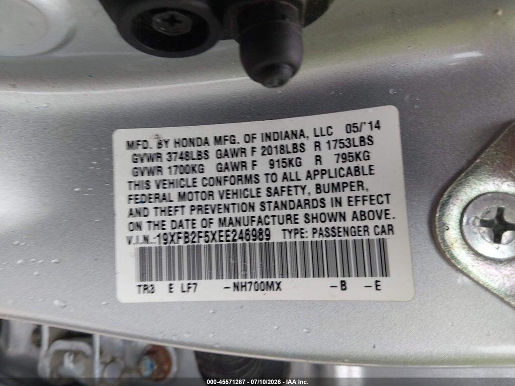 19XFB2F5XEE246989 2014 HONDA CIVIC photo no. 9