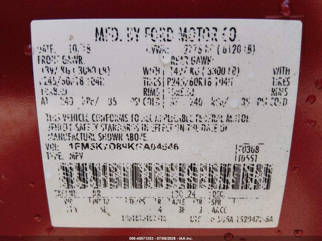 1FM5K7D89KGA04546 2019 FORD EXPLORER photo no. 9